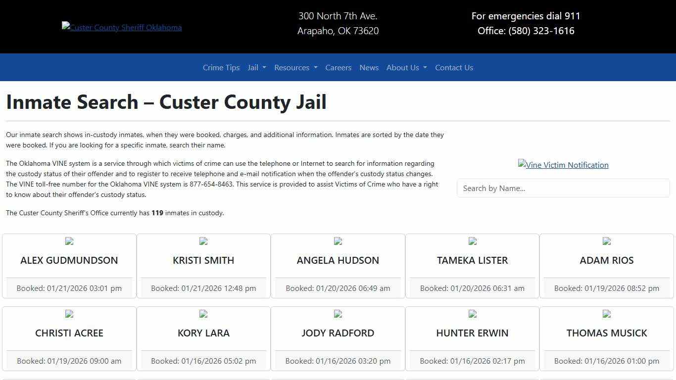 Inmate Search | Custer County Sheriff's Office